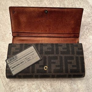 Fendi Zucca Long Brown Trifold Wallet.. authentic excellent pre loved condition